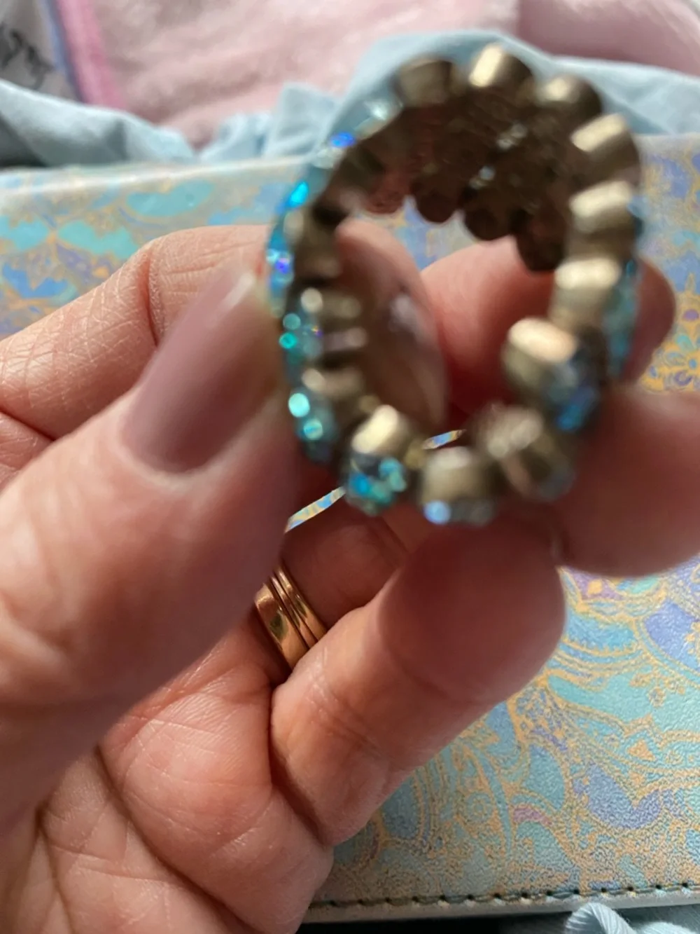 Blue Crystal Cluster Statement Ring - Unbranded Is expandable
